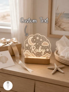 Customized Name LED Light, Cloud Moon Star Design, Warm Home Decor Lamp - Multicolor - View 4