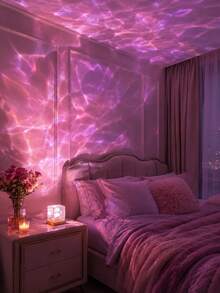 USB Soothing Water Ripple Crystal Projection Night Lamp, 16 Soft RGB ...