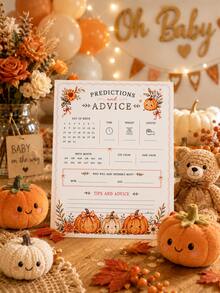 5/20 piezas Juego de Baby Shower de Otoño - Tarjetas de Predicción de Bebé y Consejos de Invitados, Decoración de Revelación de Género con Calabaza Pequeña, Recuerdos de Baby Shower, Suministros para Fiesta con Tema de Halloween - color calabaza - Ver 3