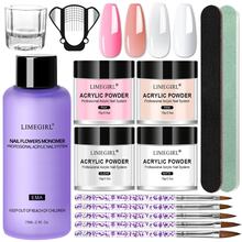LIMEGIRL 專業級壓克力美甲套組，4件壓克力粉與EMA單體液體組，含4支壓克力美甲刷、美甲模具、浸漬盤與美甲銼條，沙龍級美甲接長套組，適合DIY與專業人士使用 - 彩色 - 查看 1