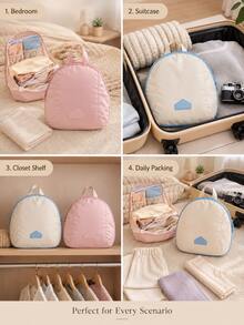 Polyester Zippered Compartment Storage Bag, Portable Washable Underwear Socks Clothing Organizer, Compact Design, Pink And Beige Available - Multicolor - View 8