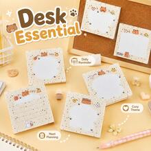 2026-1pc-Cute Bear Sticky Notes Set For Kids, Memo Pad Collection, Journal Planner Accessories, Classroom Supplies, Back To School Gift Choice, Birthday Gift Idea - Multicolor - View 3