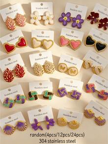 24pcs-set-304-stainless-steel-earrings-geometric-floral-heart-and