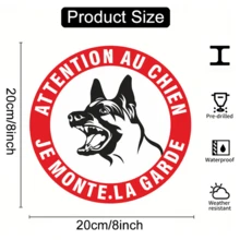 2D Plane - 1pc "Beware Of Dog" Warning Sign - 8x8 Inch Round Sign, Classic Red & White Design, Wall-Mounted, Durable & Lightweight, Suitable For Private Property Security, Dog Decoration, 2D Plane - Multicolor - View 3