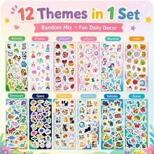 2026-12 Sheets Kids Sticker Pack, Animal Dinosaur Unicorn Mermaid Ocean Space Stickers, Classroom Rewards, School Supplies, Scrapbook Diary Decoration, Back To School Gift Choice, Birthday Gift Creative - Multicolor - View 4