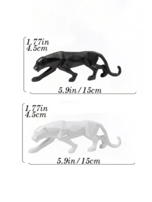 Geometric Panther Figurine, Modern Abstract Leopard Sculpture, Black White Animal Statue, Luxury Tabletop Decor, Living Room Shelf Decor, Office Desk Accent, Entryway Cabinet Home Decoration - A - View 5