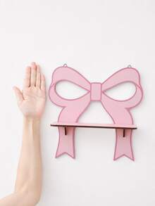 1pc Pink Bow Floating Wall-Mounted Display Shelf, Sweet Girl Style Wall Storage Rack, Girly Bow Outline Hanging Decorative Shelf, Soft Cute Bedroom Vanity Accessory Storage Rack, Adorable Bow Shaped Floating Wall Shelf, Vanity Fragrance Jewelry Display Rack, Macaron Sweet Style Wall Decor Shelf, Bathroom Cosmetic Small Wall Storage Rack, Bow Hanging Display Shelf, Atmospheric Home Decor Floating Wall Shelf, Girls Bedroom Decorative Bow Shaped Hanging Rack, Entryway Mini Decorative Wall Display Storage Rack - Multicolor - View 6