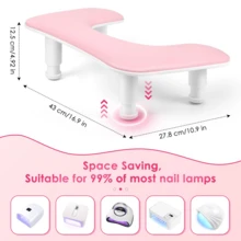 Apoio de Braço Profissional para Manicure: Formato em U, Altura Ajustável, Apoio de Mão Ergonômico para Unhas, Feito de Material de Couro PU, Equipado com Suporte Giratório para Telefone, Projetado Especificamente para Manicures de Salão de Unhas, Apoio de Braço Profissional Grande para Manicure: Segunda Geração de Apoio de Braço em U para Unhas, Altura Ajustável, Almofada de Apoio de Mão em Couro PU de Fibra Ultrafina, Adequado para Unhas Acrílicas, Adequado para Uso em Sala de Estar, Casa, Cozinha e Outros Lugares, Presente Perfeito de Férias e Natal para Família e Amigos - Multicolorido - Visão 8
