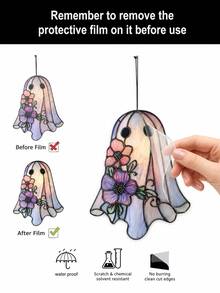 1pc Acrylic Ghost Flower Hanging Ornament, Floral Acrylic Pendant Decor, Cute Macaron Color Window Hanging, Bohemian Gothic Style Wall Hanging, Personalized Decorative Accessory, Witchy Room Decor, Pastoral Home Decor, Suitable For Plants, Windows, Kitchen, Bedroom Gift, Desktop And Wall Art - Style 2 - View 5
