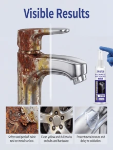 jakehoe Steel Rust Remover, Stainless Steel Rust Remover, Kitchen Sink And Utensil Cleaner, Multi-Purpose Rust Remover, Metal Rust Remover, Stain Rust Remover, Home Kitchen Stainless Steel Polishing Metal Faucet Rust Remover, Can Quickly React With Rust On Metal Surfaces, Improve Yellowing, Dullness And Old Appearance, Delay Re-Oxidation And Rusting, Gentle And Non-Corrosive To Intact Metal Surfaces, Effectively Remove Rust Layers And Restore Smoothness Of Metal Surfaces. - Liquid - View 5