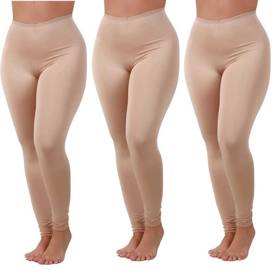 Kit 3 Calça Anágua Anti Atrito Segunda Pele Proteção Feminina Usar Por Baixo Evita Transparência - 3 Beges - Visão 1