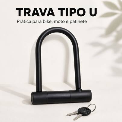 Cadeado Tranca Trava Tipo U Para Bike Moto Patinete Bicicleta Com Chave Antifurto Bike Elétrica Roda Segurança Portátil Uso Diário