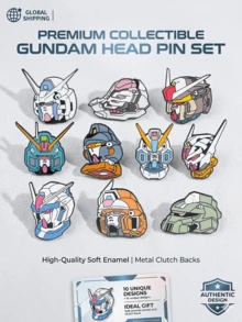 10pcs Gundam Enamel Brooch Set, Anime Robot Head Lapel Pin, Mobile Suit Gundam Metal Badge, Suitable For Backpacks And Jackets, Mecha Anime Fan Collection Gift - Multicolor - View 2