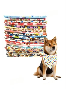 6 piezas Bandana triangular para mascotas con patrón floral aleatorio, bandana para perro, suministros para gatos, accesorios para perros, babero para babas, bufanda para cachorros, accesorios para fotos de perros felices, suministros para fiesta de revelación de género, adecuado para perros y gatos pequeños - Multicolor - Ver 1