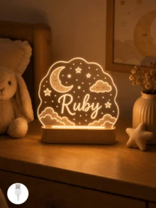 Customized Name LED Light, Cloud Moon Star Design, Warm Home Decor Lamp - Multicolor - View 6