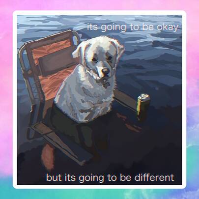Dog Sitting On Chair In Water, A Very Real Comfort - Waterproof Vinyl Sticker - Durable Smooth Surface, Self-Adhesive Bumper Sticker, Suitable For Cars, Windows, Laptops, Trucks, Water Bottles - Multi-Purpose Durable Design, Car Sticker