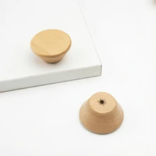 Pegangan Furnitur Kayu Minimalis Modern Warna Kayu Alami Tarikan Laci Lemari Dapur Aksesori Perangkat Keras Furnitur Kayu Solid - pohon beech - View 4