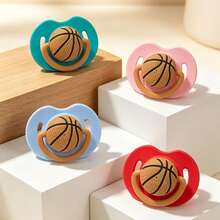 Nuevo paquete de 4 piezas de chupete de silicona suave para bebé con tetina para el pulgar, chupete con forma divertida de baloncesto, regalo perfecto para recién nacidos - Multicolor - Ver 9