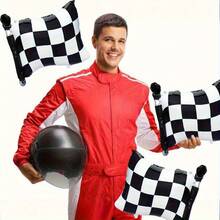 4pcs Black And White Checkered Flag Shaped Balloons, Suitable For Racing Theme Formula Racing Theme Party Decoration Props Balloons - View 5