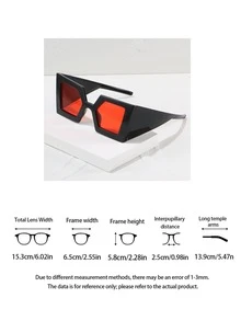 1 Pair Fashion Women's Glasses, Large Frame Design, Wide Temples, Versatile, Suitable For Street Photography, Outdoor Travel, Beach Vacation, Music Festival And Other Occasions - Multicolor - View 5