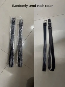 1pc Women's Denim Punk Style Studded Buckle Belt,Suitable For Daily Casual, Business, Dining, Dating And Other Occasions, Can Be Paired With Jeans, Casual Pants, Suitable For All Seasons, A Perfect Gift For Family And Friends - Black - View 11