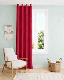 Shoppe house - Cortina Salón Dormitorio Liso - Cortina con Ojales Poliéster Color Sólido para Salón Dormitorio 140x260cm - Rojo - Ver 1