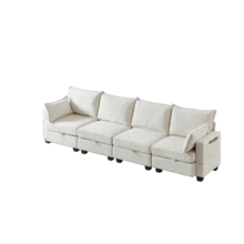 Modular Chenille Sofa, Corner Sofas For The Living Room, U-Shaped Corner Sofa With Storage Ottoman, 6-Seater Corner Sofas With Chaise Longue - 米色 - 查看 8
