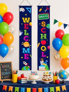 Back To School Door Hanging Decoration, Welcome Back To School Hanging Sign, Space Theme Back To School Porch Sign, 70.8x11.8 Inch Welcome To School Banner, For Classroom Door Decoration First Day Of School Decoration, Classroom Door Decoration And Campus Background Decoration - Back-to-school Season Star-studded Couplets - View 6