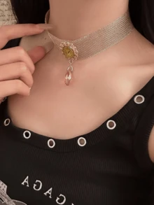 1 buah Kalung Choker Lolita Musim Semi/Panas, Tali Leher Gaya Gothic, Cocok untuk Dipakai di Hari Valentine dan Sebagai Hadiah untuk Teman - Emas - View 6