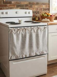 Farmhouse Style Oven Door Curtain With Lace Tie, Semi-Transparent Textured Polyester Kitchen Decor, Decorative Oven Handle Cover Curtain, 30 X 21.3 Inches - Multicolor - View 5