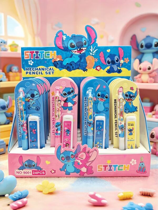 Disney 1 Set Automatic Pencil Set (Includes Replacement Leads) Cartoon Pattern, No-Sharpening Press-Type Pencil, Student Writing Practice Pencil, Exquisite Ballpoint Pen, Suitable As Gifts For Teachers, Boyfriends, Friends, Father's Day, Mother's Day, Scrapbooking Supplies, School Supplies Party