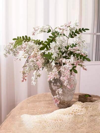 1pc Artificial Sophora Branch, French Style Sophora Stamen Branch, High-End Living Room Dining Table Floral Arrangement, Luxury Home Decor Artificial Flower Ornament, Premium Homestay Living Room Reception Desk Floral Decoration