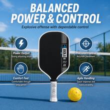 1支 JOOLA Pro IV 皮克球拍 - 碳纖維表面，大甜區設計 - 橢圓形設計增強力量與旋轉 - 適合比賽與日常練習，初學者與進階球員皆適用 - 彩色 - 查看 8