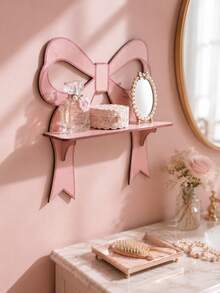 1pc Pink Bow Floating Wall-Mounted Display Shelf, Sweet Girl Style Wall Storage Rack, Girly Bow Outline Hanging Decorative Shelf, Soft Cute Bedroom Vanity Accessory Storage Rack, Adorable Bow Shaped Floating Wall Shelf, Vanity Fragrance Jewelry Display Rack, Macaron Sweet Style Wall Decor Shelf, Bathroom Cosmetic Small Wall Storage Rack, Bow Hanging Display Shelf, Atmospheric Home Decor Floating Wall Shelf, Girls Bedroom Decorative Bow Shaped Hanging Rack, Entryway Mini Decorative Wall Display Storage Rack - Multicolor - View 11