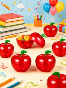 1/10/20pcs Apple-Shaped Candy Box And Pencil Sticker Set - Mini Candy Boxes With Lids, Red Apple-Shaped Candy/Toy Storage Containers, Suitable For Teacher Appreciation Day, Back To School, Party Favors, Birthday And Christmas Gifts, Exquisite Plastic Apple-Shaped Containers - Multicolor - View 6
