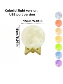 這款 3D 月亮造型小夜燈採用 USB 供電，可作為床頭燈使用。便攜輕巧，發出柔和光芒。是聖誕節、情人節和萬聖節的創意禮物，非常適合送給家人和朋友。 - 彩色 - 查看 14