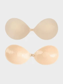 2pcs Seamless Strapless Push-Up Bra Cups, Invisible Push-Up Bra Lift Adhesive Tape, Suitable For Dresses, Nightgowns, Wedding Dresses - Multicolor - View 7