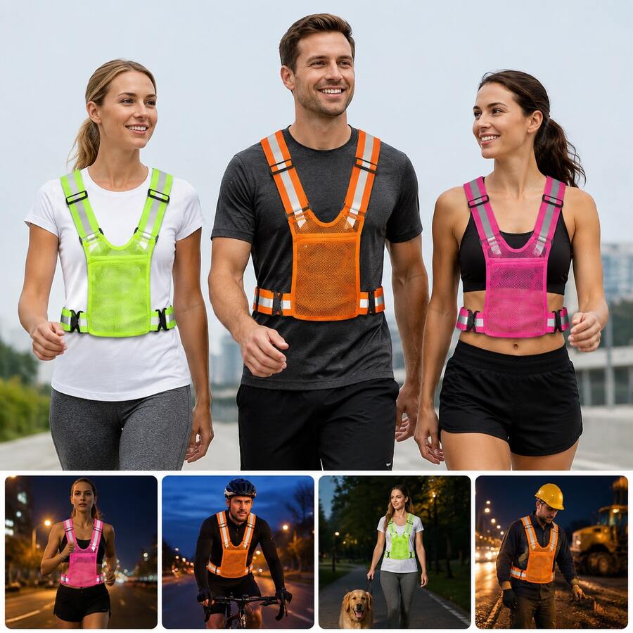 High Visibility Reflective Safety Vest, Suitable For Night Cycling, Running, Jogging, Motorcycle Riding And Other Outdoor Sports - Multicolor - View 1