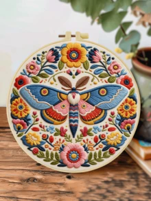 1pc Complete Embroidery Kit 20x20cm/7.9in 8 Patterns: Lilac, Daisy & Cornflower, Pansy, Balcony Succulents & Plant Stand Floral & Green Theme Suitable For Adult Beginners Includes Fabric, Instructions, Embroidery Hoop, Needle & Thread Perfect Gift Home/Office Art - A - View 18