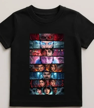 T-shirt unisexe en coton S.t.rangerss Things, T-shirt graphic << Hawkins Things Hugs »,T-shirt << Up Side Down Things », T-shirt à l'effigie de Mike, Lucas, Eleven, Dustin - nero - Visualizzare 1
