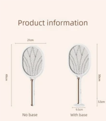 OBOVAY 2合1可充電電動電蚊拍 Type-C快充 紫光蚊蟲誘捕殺蚊器 雙用途雙模式切換 大網格設計 手持與立式雙用 家用 宿舍 臥室 客廳 戶外 多場景通用 蚊蠅驅趕 1200mAh - 顏色隨機 - 查看 11