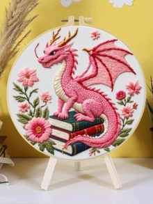1 pieza Kit completo de bordado 20x20cm/7.9in 9 estilos de dragón: Gótico, Castillo & Tema de dragón Patrón clásico minimalista Adecuado para principiantes adultos & amantes de los dragones Incluye tela, instrucciones, aro de bordado, aguja & hilo Regalo perfecto Arte para el hogar/oficina Alivio del estrés Manualidad - 20 x 20 cm - Ver 5