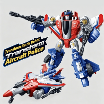 1pc Transforming Airplane Police Robot Toy: Inertia-Powered For Fun Gliding; Detailed Design; Manual Transformation With Two Modes; A Great Kids' Toy Gift
