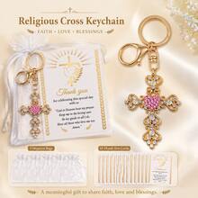 60pcs/20sets Cross Keychains (With Organza Gift Bags And Tags), Suitable For Baptism, Baby Shower, Birthday Party Favors, Religious Memorials And First Communion Gifts. Religious Theme Baby Shower And First Communion Guest Favors. - Multicolor - View 7