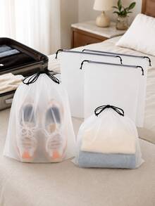 5/10/20 Pairs Matte Transparent Plastic Sports Shoes Storage Bags, Reusable Drawstring Shoe Boxes, Home Organization - Clear - View 9