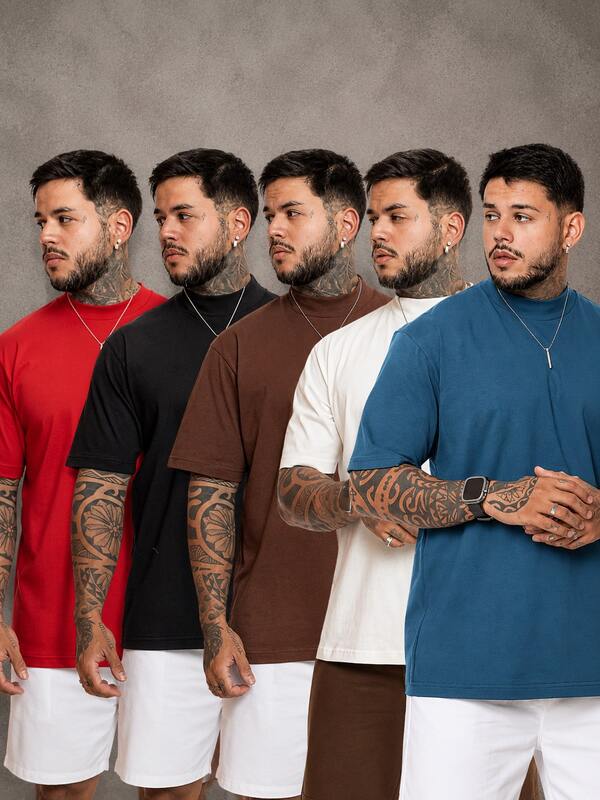 kit 5 camisetas oversized masculina premium estilo trap street maromba gringa inverno tendencia inverno frio dia dos pais presente