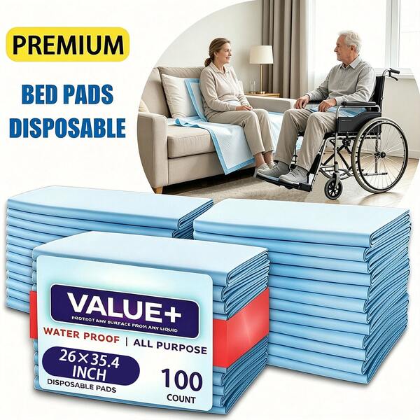 100PCS Disposable Care Bed Pads 35.4*26 Inch, Large Absorbent Underpads Waterproof Mattress Protector Sheets For Adults Elderly Postpartum Women