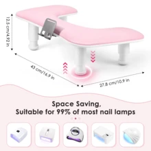 Professional Nail Technician Armrest: U-Shaped, Height Adjustable, Ergonomic Nail Hand Rest, Made Of PU Leather Material, Equipped With Rotating Phone Holder, Designed Specifically For Nail Salon Nail Technicians, Professional Nail Technician Large Armrest: Second Generation U-Shaped Nail Armrest, Height Adjustable, Ultra-Fine Fiber PU Leather Hand Rest Pillow, Suitable For Acrylic Nails, Suitable For Use In Living Room, Home, Kitchen And Other Places, Perfect Holiday And Christmas Gift For Family And Friends - Multicolor - View 10
