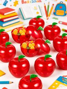 1/10/20pcs Apple-Shaped Candy Box And Pencil Sticker Set - Mini Candy Boxes With Lids, Red Apple-Shaped Candy/Toy Storage Containers, Suitable For Teacher Appreciation Day, Back To School, Party Favors, Birthday And Christmas Gifts, Exquisite Plastic Apple-Shaped Containers - Multicolor - View 5