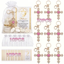 60pcs/20sets Cross Keychains (With Organza Gift Bags And Tags), Suitable For Baptism, Baby Shower, Birthday Party Favors, Religious Memorials And First Communion Gifts. Religious Theme Baby Shower And First Communion Guest Favors. - Multicolor - View 10